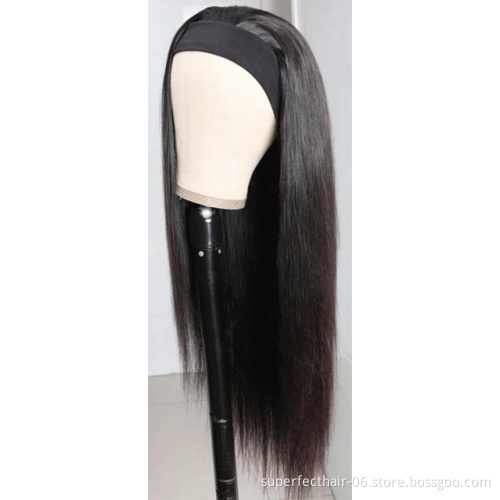 Kinky straight headband wigs italian yaki human ha headband wig human hair brown silicon headband for wigs